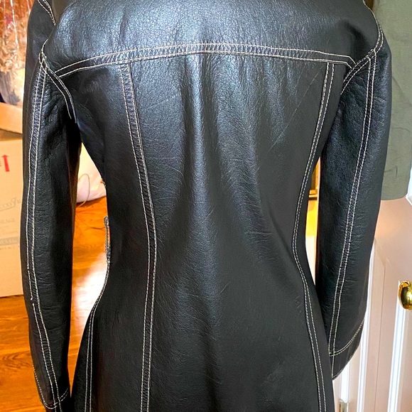 Vintage black Leather suede reverse coat - Picture 2 of 7